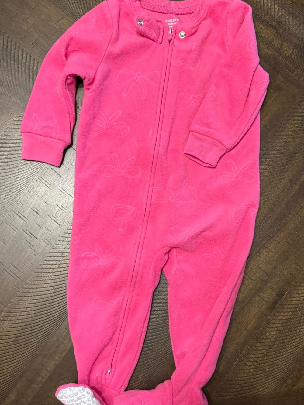 Carter's Hot Pink Fleece Footed One-Piece Pajama